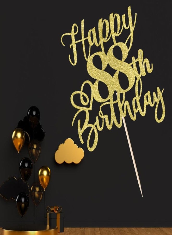 YUINYO Glitter Happy 88th Birthday Cake Topper,Cheers to 88 Years,happy 88th Birthday Cake Topper,88th Anniversary Cake Topper, men and women 88years old happy birthday Party Decoration(88th Gold) - Image 3